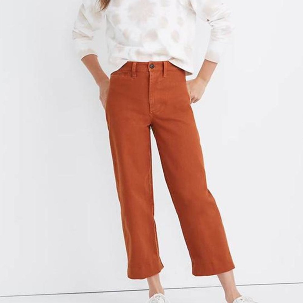 Madewell Slim Emmett Wide Leg Pants in Rust